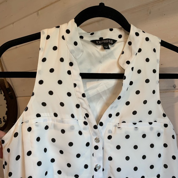 EXPRESS White & Black Polka Dot Dress - Picture 4 of 6